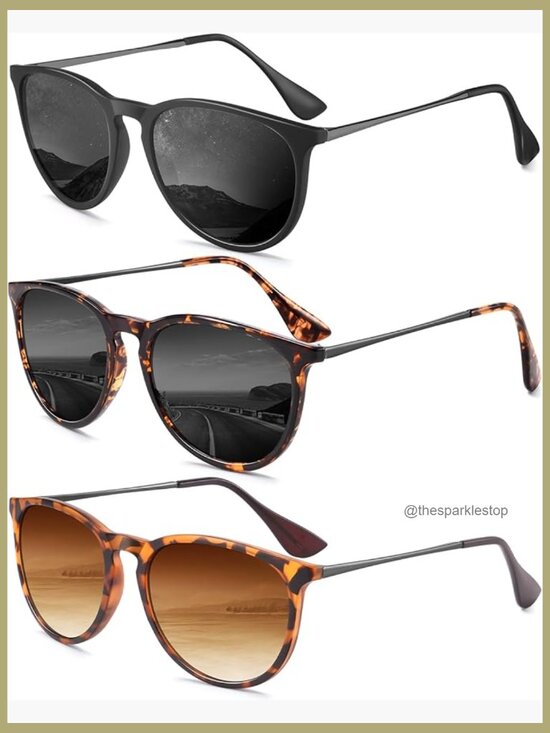 Polarized Retro Round Sunglasses with UV400 Protection 3 Pack main image 7